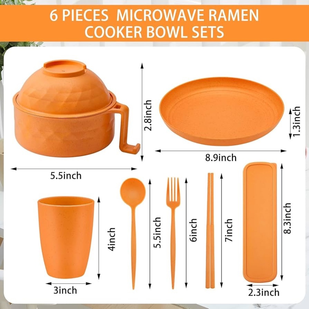 6pc Wheat Straw Ramen Bowl Set - Picture 4 of 8